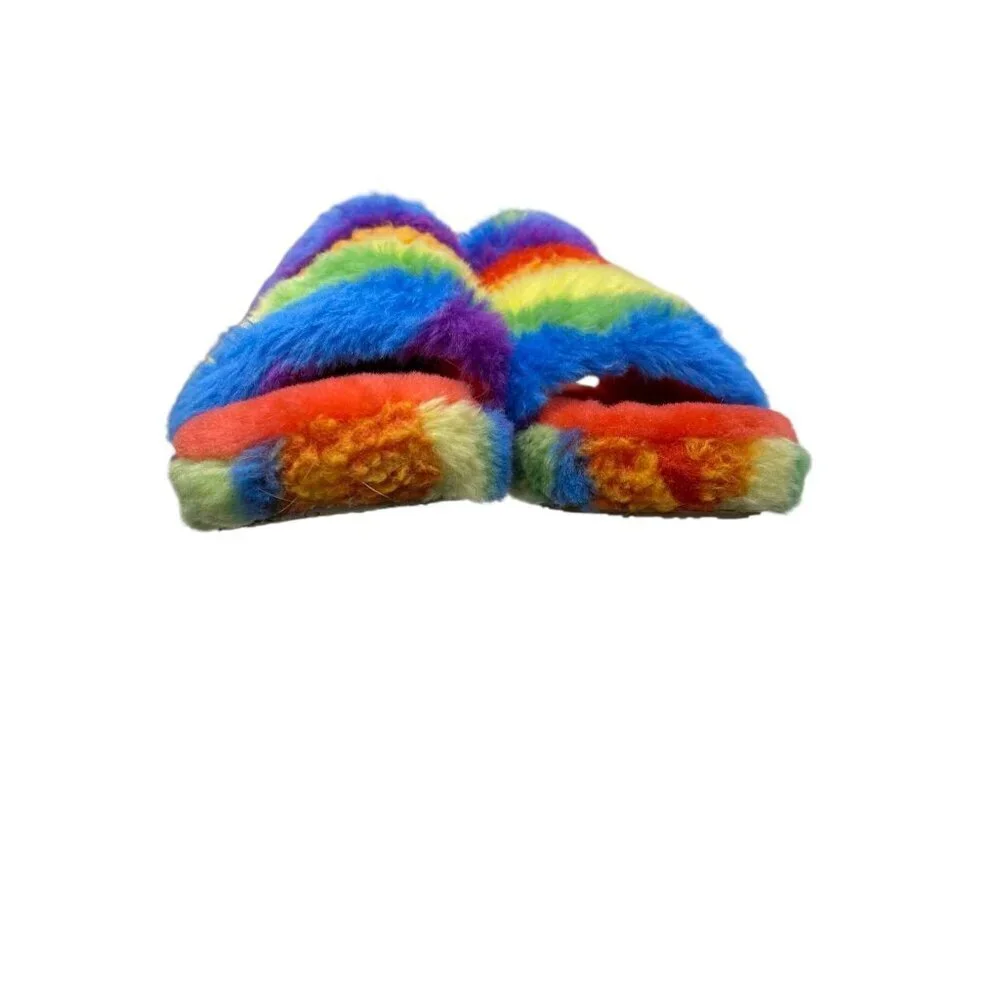 UGG Fluff Yeah Colorful Platform Strap Support Slippers Size 3 Furry